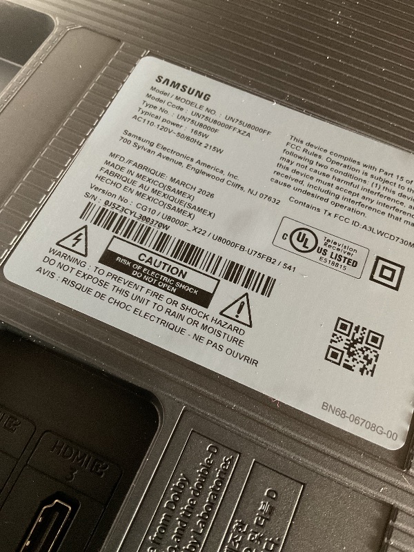 Photo 1 of ** major damage. Selling for parts.**Samsung 75-Inch Class Crystal UHD U8000F 4K Smart TV (2025 Model) Endless Free Content, Crystal Processor, MetalStream Design, Knox Security, Alexa Built-in