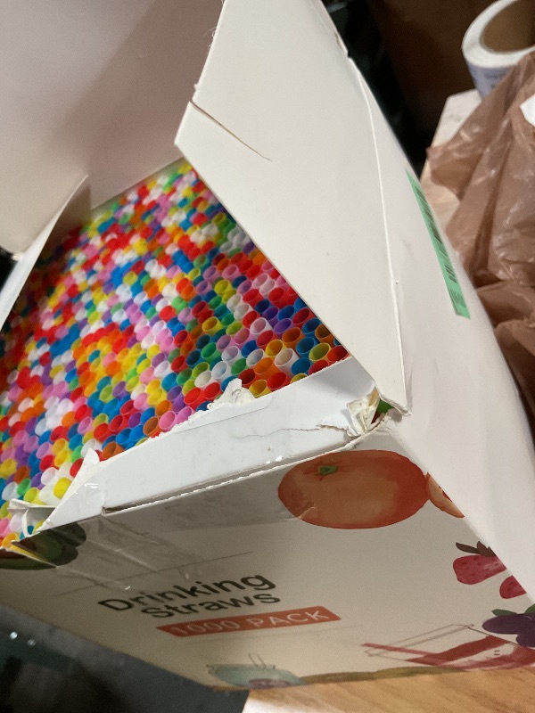 Photo 1 of [1000 Pcs] Colorful Disposable Drinking Plastic Straws - Long Cocktail Bar Bulk Straws(8.2" longX0.23" diameter)