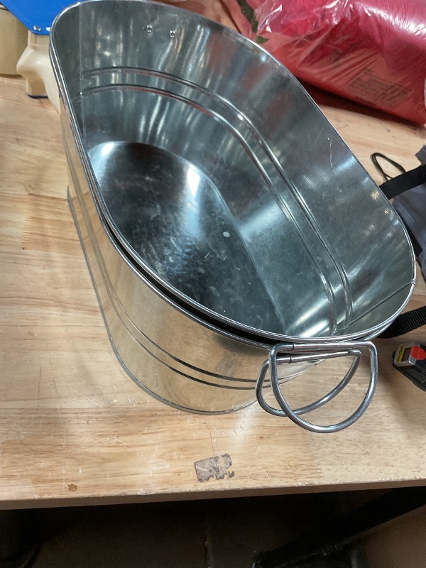 Photo 1 of 2 Pack 4 Gallon Galvanized Tub Ice Buckets for Parties Portable Beverage Tub with Handles Champagne Bucket Metal Ice Buckets for Cocktail Bar with Ice Scoop