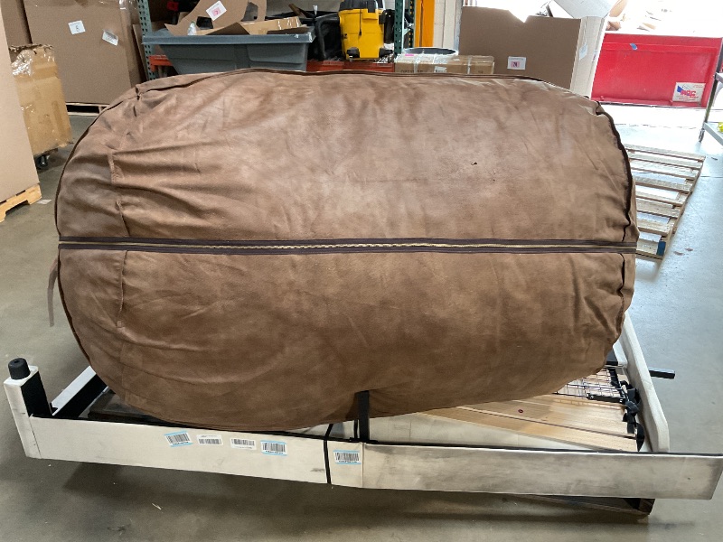 View 2 of *** MAJOR DAMAGE***Big Joe Fuf 8Ft Giant Foam Bean Bag Chair, Oversized Couch with Removable Cover for Kids, Teens, Adults, Coffee Soft Vegan Leather, 8 Foot