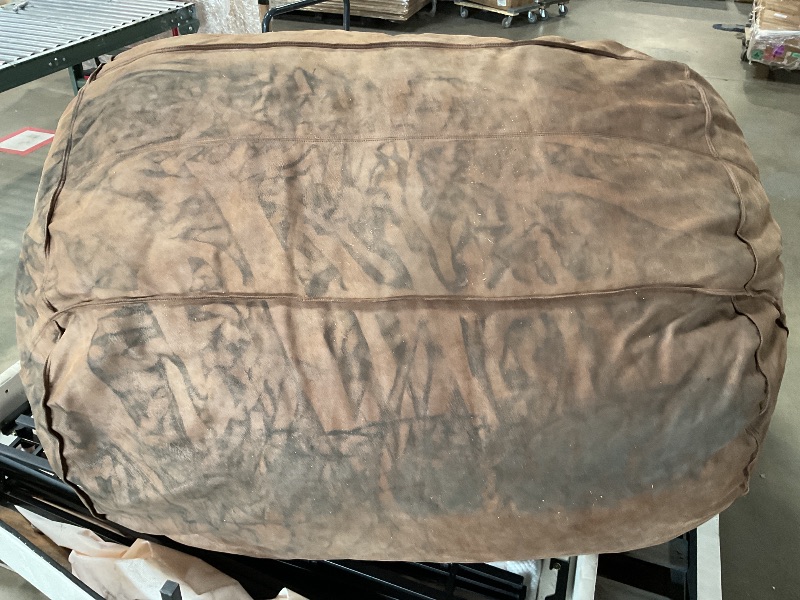 View 4 of *** MAJOR DAMAGE***Big Joe Fuf 8Ft Giant Foam Bean Bag Chair, Oversized Couch with Removable Cover for Kids, Teens, Adults, Coffee Soft Vegan Leather, 8 Foot