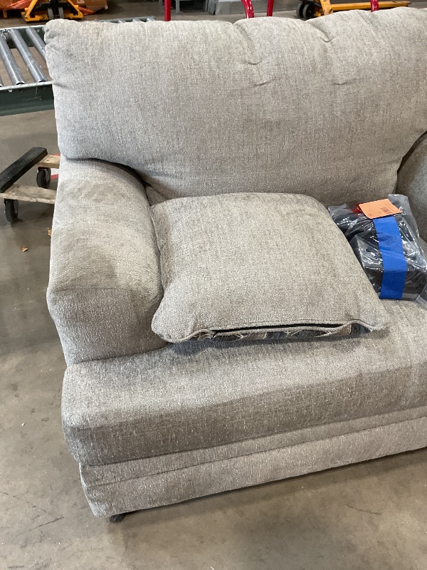 Photo 1 of ** dirt/tears**Signature Design by Ashley Stonemeade Transitional Oversized Chair with Reversible Seat Cushion and Accent Pillow, Taupe
