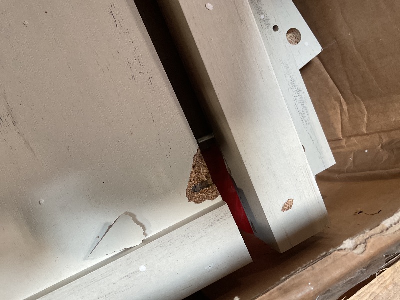 Photo 1 of **major damage. Selling for parts**VASAGLE LIRY Collection - Buffet Cabinet, Coffee Bar Cabinet with 2 Drawers, Adjustable Shelves, Sideboard Storage with Cable Holes, Drawer Dividers, Rustic White and Honey Brown UBBK381W01
