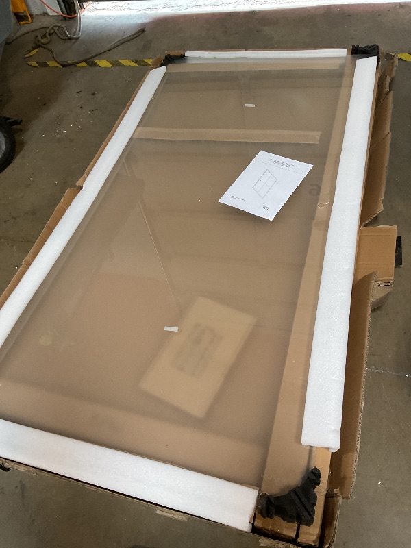 Photo 1 of ** selling as partial set. One broken glass door was removed from major damage.**FELYL Frosted Double Sliding Shower Door 67-72" W x 72" H, Matte Black, Bypass Shower Door, Framed, 1/4" (6mm) Tempered Glass