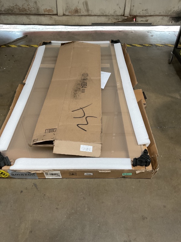 Photo 1 of ** selling as partial set. One broken glass door was removed from major damage.**FELYL Frosted Double Sliding Shower Door 67-72" W x 72" H, Matte Black, Bypass Shower Door, Framed, 1/4" (6mm) Tempered Glass