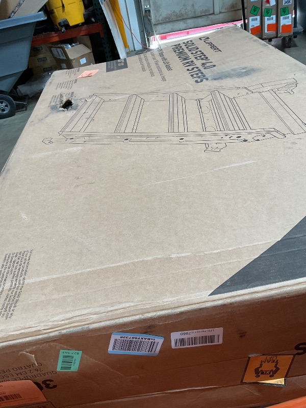 Photo 1 of **scrape damage**Lippert Solid Step 4.0 Premium Quad RV Camper Entry Steps with Lift Assist Gas Struts, 30" Step Width, XL Top Tread, 8" Rise, 500-lb. Weight Capacity, Adjustable Legs, Recessed Feet - 2024057001