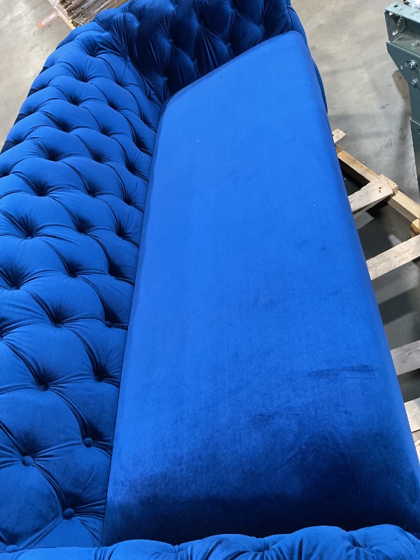 Photo 1 of ** one leg came off**Mid Century Luxury Chesterfield style Velvet Living Room Couch in Navy Blue