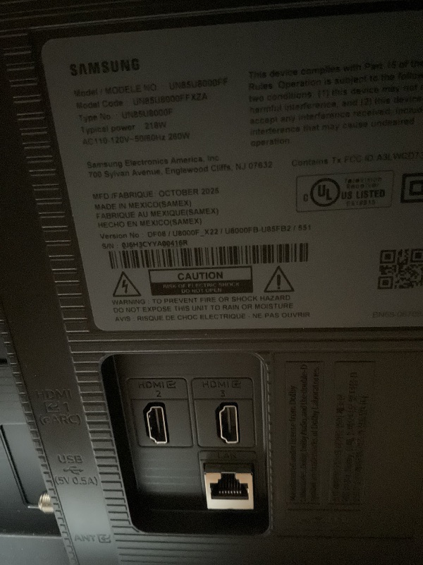 Photo 1 of ** major damage to screen. TV only . Selling for parts.**Samsung 85-Inch Class Crystal UHD U8000F 4K Smart TV (2025 Model) Endless Free Content, Processor, MetalStream Design, Knox Security, Alexa Built-in