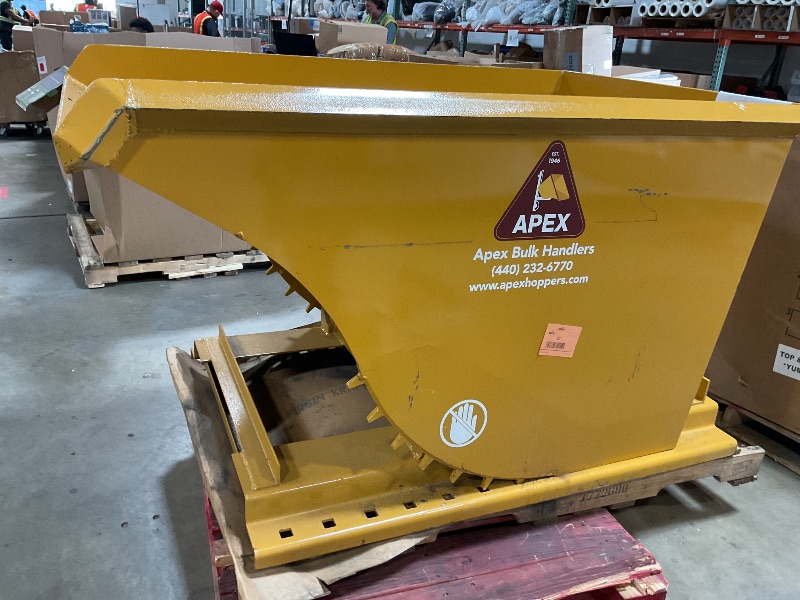 Photo 1 of ***MINOR SCRATCHES ***Apex Heavy Duty Self-Dumping Hopper, 1 Cubic Yard Capacity, 6000 lb Load Rating, Reinforced Steel Tilt Skip with Watertight MIG-Welded Body for Commercial and Industrial Forklift Use, Made in USA