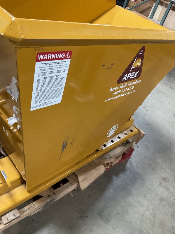 Photo 1 of ***MINOR SCRATCHES ***Apex Heavy Duty Self-Dumping Hopper, 1 Cubic Yard Capacity, 6000 lb Load Rating, Reinforced Steel Tilt Skip with Watertight MIG-Welded Body for Commercial and Industrial Forklift Use, Made in USA
