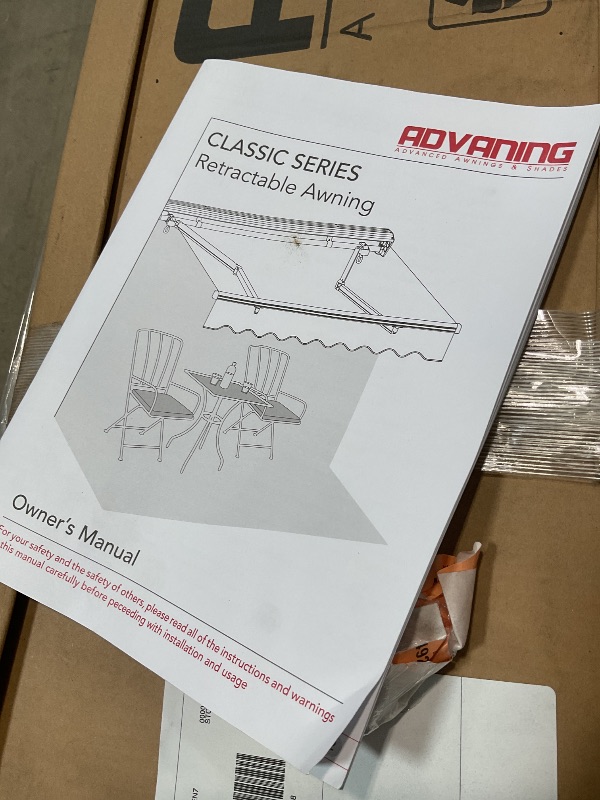 Photo 1 of **scrape damage on end**ADVANING Classic Series 16'X10' Electric Retractable Awning, 100% Acrylic UV+ Sun Shade Canopy, Light Taupe (Solid), EA1610-A013H