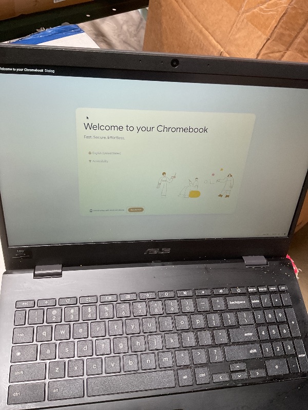 Photo 1 of **dirt**ASUS Chromebook CX1, 15.6" FHD NanoEdge Display, Intel Celeron N4500 Processor, 128GB eMMC Storage, 4GB RAM, ChromeOS, Mineral Gray, CX1500CKA-SS48F