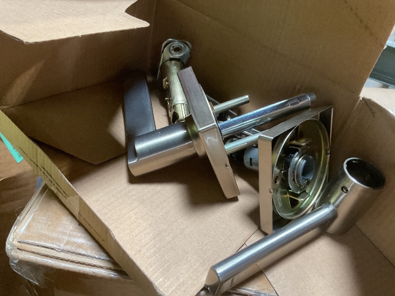 Photo 1 of **missing hardware**Kwikset Casey Interior Privacy Door Handle with Lock, Door Lever For Bathroom and Bedroom, Satin Nickel Reversible Keyless Turn Lock, with Microban Protection