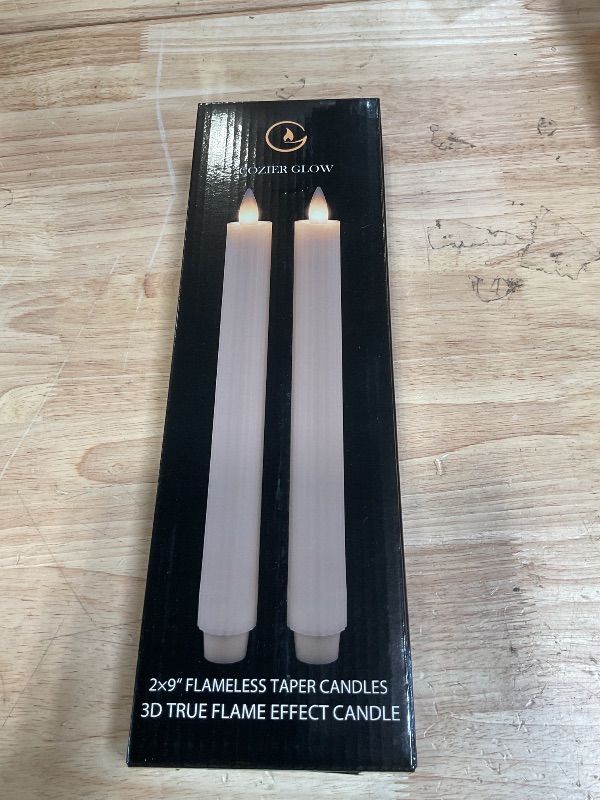 Photo 1 of ***PARTIAL SET 1 FUNCTION / 1 FOR PARTS*** CozierGlow Flameless Taper Candles Flickering with Remote and Timer, 3D Moving Flame Taper Candle Battery Operated to 400 Hours, 9 Inch Window Candles, (Ivory)