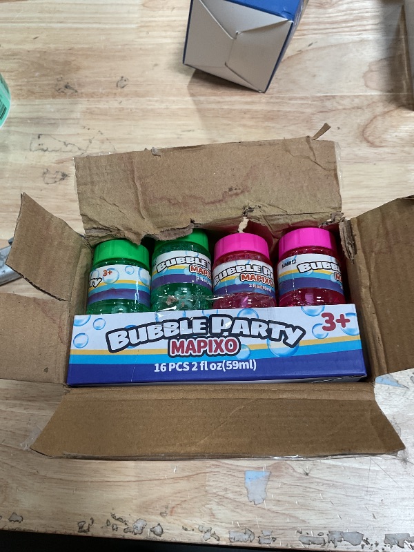 View 2 of 16 Pack Bubble for Kids Party Favors, Bubble Bottle with Wand Attached to The Cap, 8 Colors Bubbles Bulk Set with Gift Box, Blow Bubbles Solution Toy for Birthday, Summer, Goody Bag Stuffers Supplies