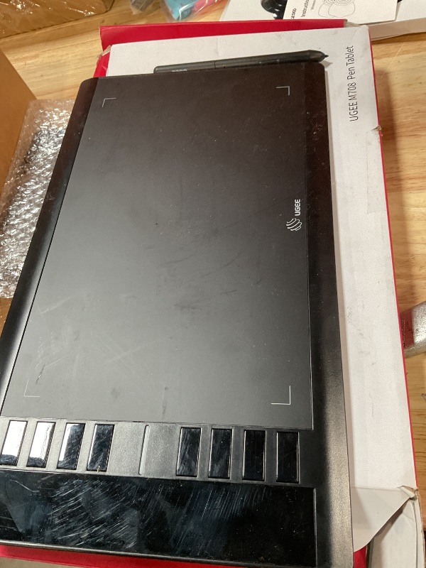 Photo 1 of **pen and tablet only**Drawing Tablet, UGEE M708 10 x 6 inch Large Drawing Tablet with 8 Hot Keys, Passive Stylus of 16384 Levels Pressure, Digital Graphics Art Tablet for PC Paint, Design, Art Creation Sketch