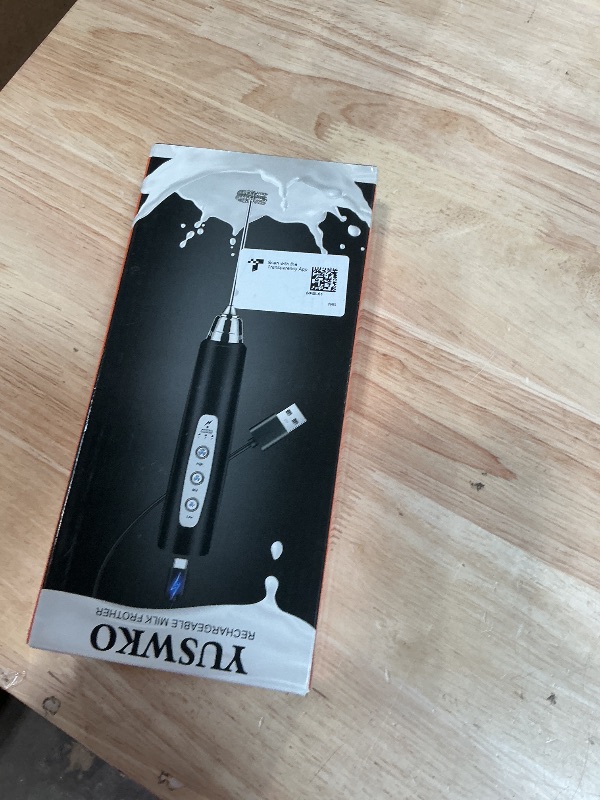 View 2 of **FOR PARTS ONLY/ NON-FUNCTIONAL EVEN AFTER CHARGING** YUSWKO Black Handheld Milk Frother Wand for Coffee, Rechargeable Electric Whisk with 3 Heads 3 Speeds Drink Mixer Coffee Frother For Latte, Cappuccino, Hot Chocolate, Egg