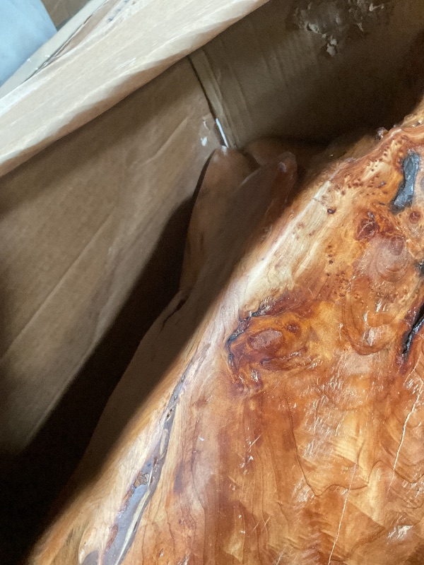 Photo 1 of ** table top split in half. Selling for parts. **WELLAND Natural Tree Stump Stool, 19'' Tall Side Table, Live Edge End Table, Natural Edge Accent Table, Plant Stand for Living Room, Bedroom