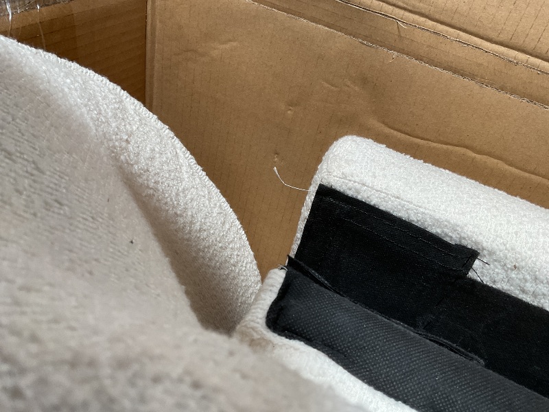 Photo 1 of **2 boxes.**Merax King Size Boucle Upholstered Bed Frame with Cloud-Shaped Wingback Headboard, Low Profile Platform Bed, Sturdy Wood Slats Support, No Box Spring Needed, Bear 700LBS, White