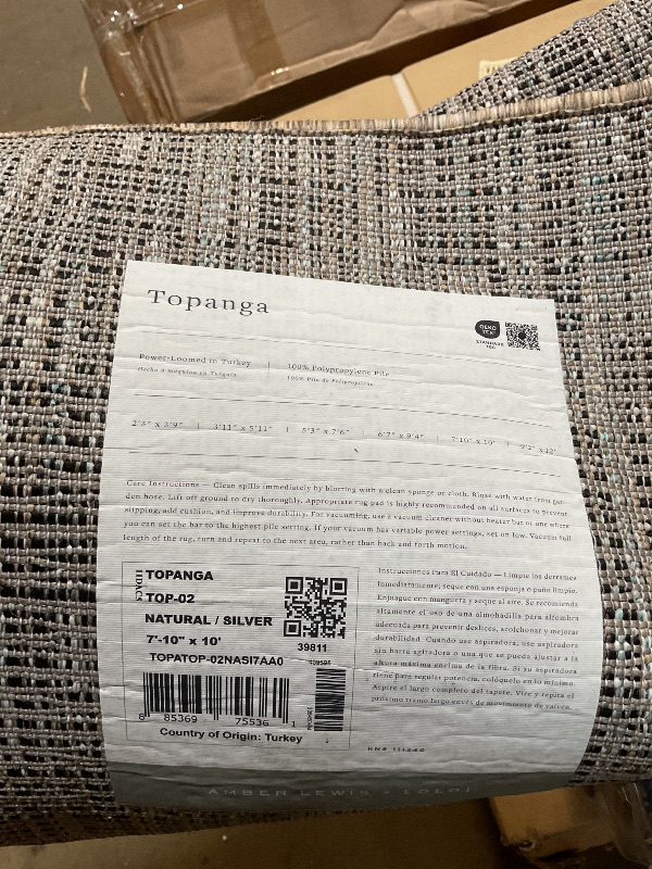 Photo 1 of ** dirt from transportLoloi Amber Lewis Topanga Collection TOP-02 Natural/Silver 7'-10" x 10' Indoor/Outdoor Area Rug