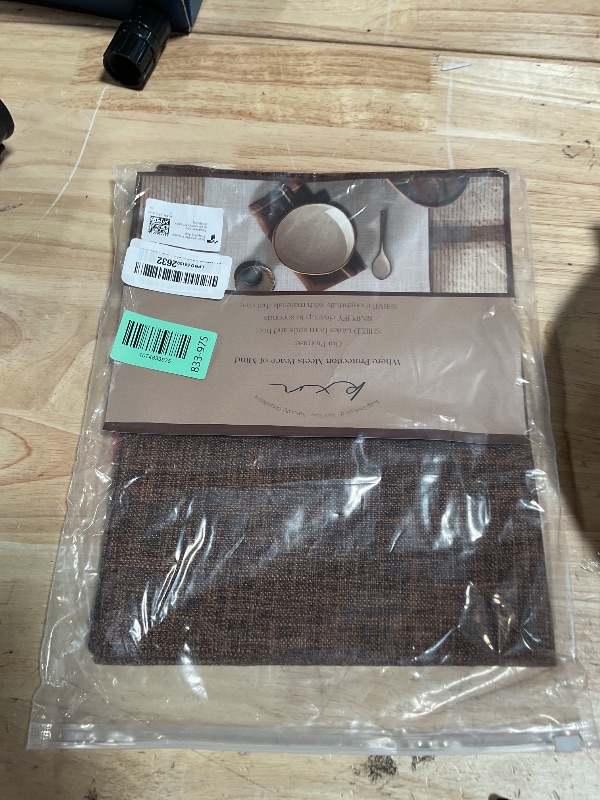 View 1 of **PARTIAL SET/ 2PCS *** KXN Placemats Set of 4, Dual-Layer Thickened Faux Linen Table Mats, Heat Resistant & Wrinkle-Free, Machine Washable Cloth Place Mats for Kitchen Dining Indoor Outdoor (Brown)