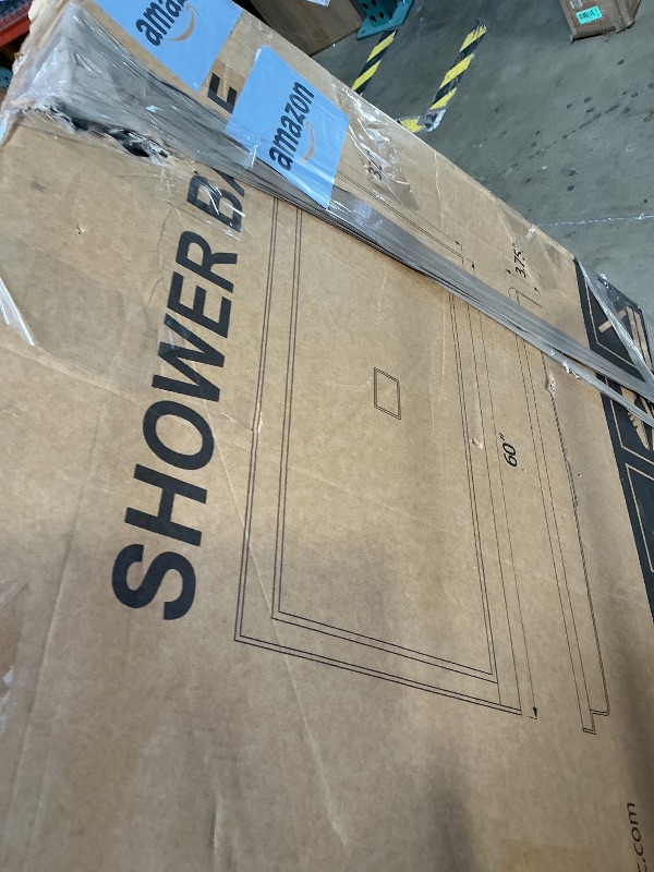 Photo 1 of *** MINOR SCRATCHES ***GETPRO Shower Pan Base 60 in. L x 32 in. W Center Drain Single Threshold Shower Pan With Non-Slip Textured Surface, White Acrylic Shower Floor Base for Bathroom with Drain and White Cover Included