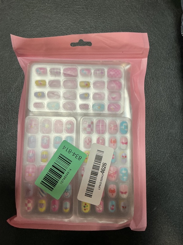 Photo 1 of 144 Pcs Kids Fake Nails Set, Thrilez 6 Pack Press on Nail Pre-glue Artificial False Acrylic Nails Set for Little Girl Children Toddlers