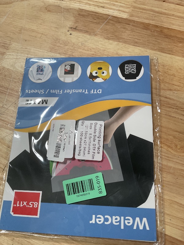 Photo 1 of 100 Sheets DTF Transfer Film Paper 8.5x11 Inch Double Sided Thick Clear Pretreat Sheets, PET Heat Transfer Paper for Inkjet Printer DTG Printer Direct Print On T Shirts Textile(Hot&Cold Peel)