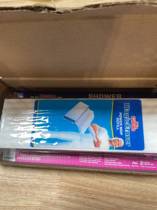 Photo 1 of ***PARTIAL SET/ MISSING 1 SCRUBBER PAD & HANDLE*** *Mr. Clean Magic Eraser Shower & Tub Scrubber, Bathroom Cleaner, All in One Bathroom Cleaner, Lemon Starter Kit, 1 Scrubber & 2 Foaming Magic Erasers
