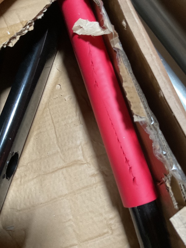 Photo 1 of **DAMAGE TO TUBE MATTING SEEN IN PHOTO 24.4 Inch Wide Handle Bar for Walking Pad Only,with Phone and Cup, Holder Adjustable Handrail Height from 38.58 to 47.24 in,Saarland Steel, Back Relief&Posture Support (red)