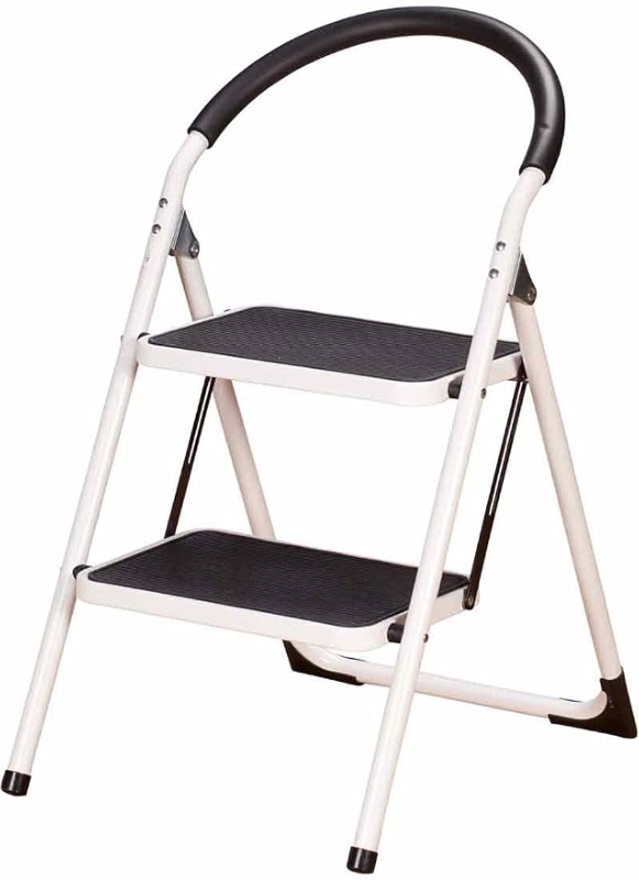 Photo 1 of 2 Step Ladder Stool Combo with Handgrip – Anti-Slip Folding Step Stool – Extra Wide Pedal Step Sturdy Household Ladder