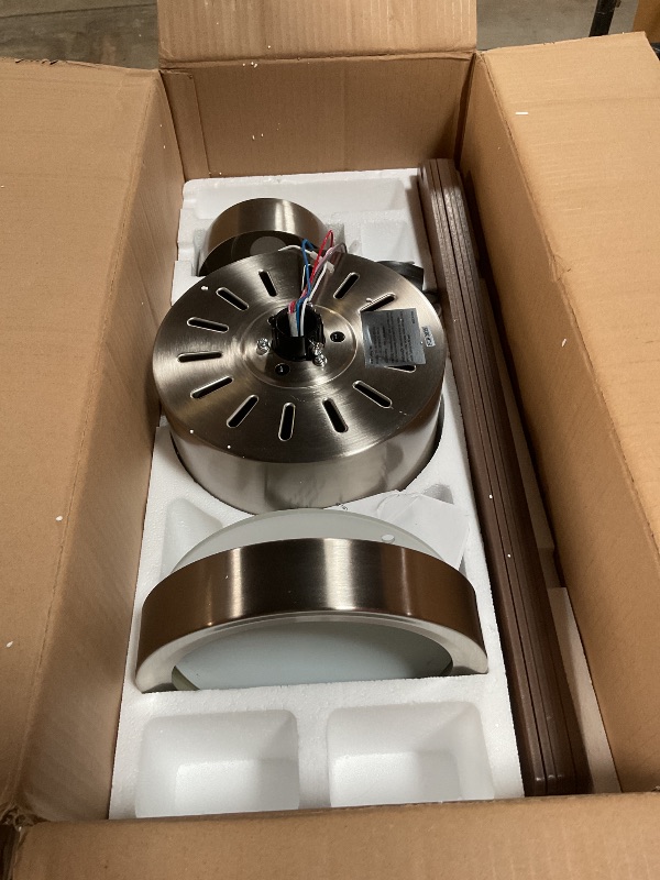 Photo 1 of ***MISSING REMOTE***
VAGIZM 52 Inch Ceiling Fan Brushed Nickel Remote Controlled Dimmable Light Combo - Quiet Reversible DC Motor - 5 Blades