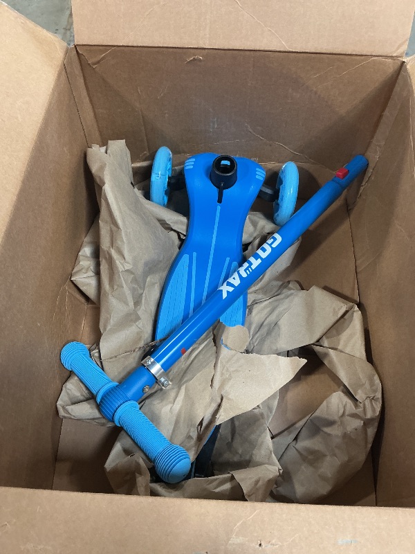 Photo 1 of ***PARTS ONLY***NON FUNCTIONAL***
Gotrax KS1 Kids Kick Scooter, LED Lighted Wheels and 3 Adjustable Height Handlebars, Lean-to-Steer & Widen Anti-Slip Deck, 3 Wheel Scooter for Boys & Girls Ages 2-8 and up to 100 Lbs (Blue)