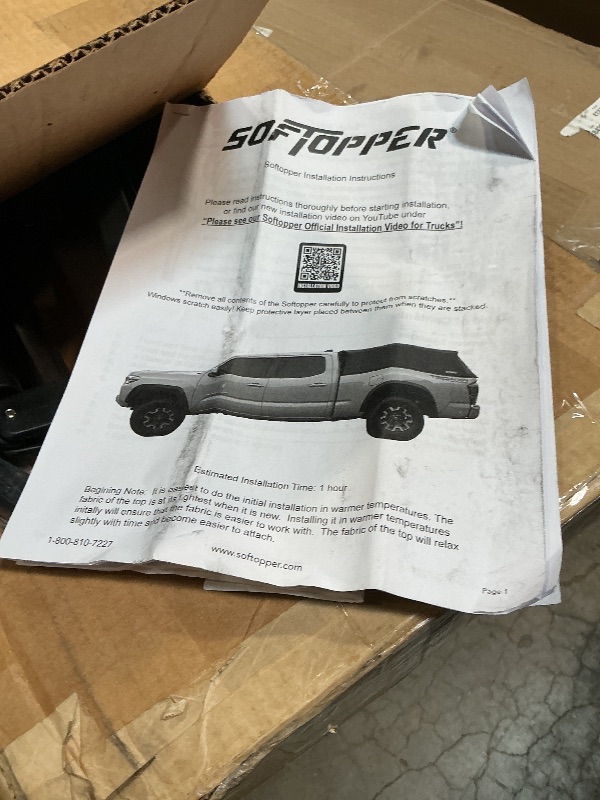 Photo 1 of ***FRAMING ONLY/ MISSING SOFT TOP COVER*** Softopper Truck Top, Model TC60B, Black for Gen 3 Short Bed 5' Tacoma