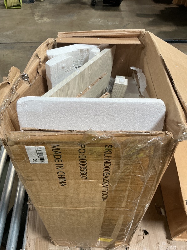 Photo 1 of **FOR PARTS ONLY HAS BROKEN PIECES*** SICOTAS 26.7" Wide Boho Rattan Nightstand, White Oak Bedside Table with 2 Drawers & Open Shelf, Large Side Table for King Size Bed, Modern Coastal Accent Table for Bedroom