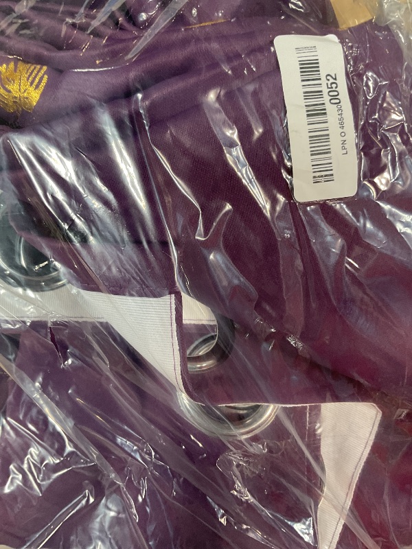 Photo 1 of **HAS MINOR TAPE RESIDUE DAMAGE*** Estelar Textiler Purple Blackout Curtains & Drapes 90 Inch Length 2 Panels Set for Living Room, Thermal Insulated Room Darkening Gold Palm Leaf Pattern Grommet Drapes for Bedroom, 52Wx90L