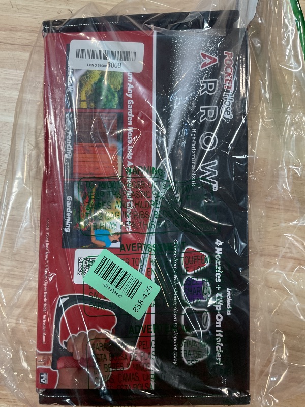 Photo 1 of ***MISSING PIECES***Pocket Hose Arrow, AS SEEN ON TV, Customizable Spray Nozzle from Powerful Jet Stream Cleaning to Gentle Garden Watering, Flow Force Tech, 4 Precision Tips, Rust-Resistant, Non-Slip Grip, Car Wash