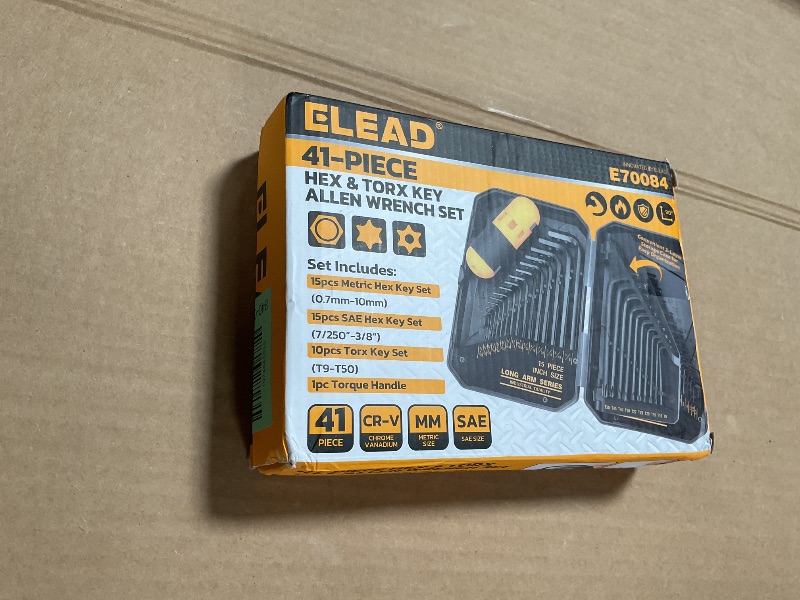 Photo 1 of ***HEAVILY USED/ DIRTY*** ELEAD Hex Key Allen Wrench Set: 41-Piece Hex and Torx Key Set with Torque Handle, Standard SAE(0.028"-3/8") & Metric(0.7mm-10mm) & Torx(T9-T50) in Storage Case, Heat Treated Chrome Vanadium Steel