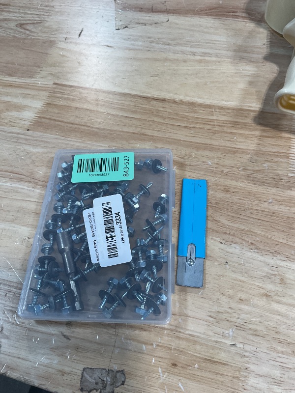 View 2 of #10 x 3/4" (50 PCS) Metal Roofing Screws with Rubber Washer, Hex Head Self Tapping Screws for Metal, Self Drilling Sheet Metal Screw, Hex Bit Socket Included
