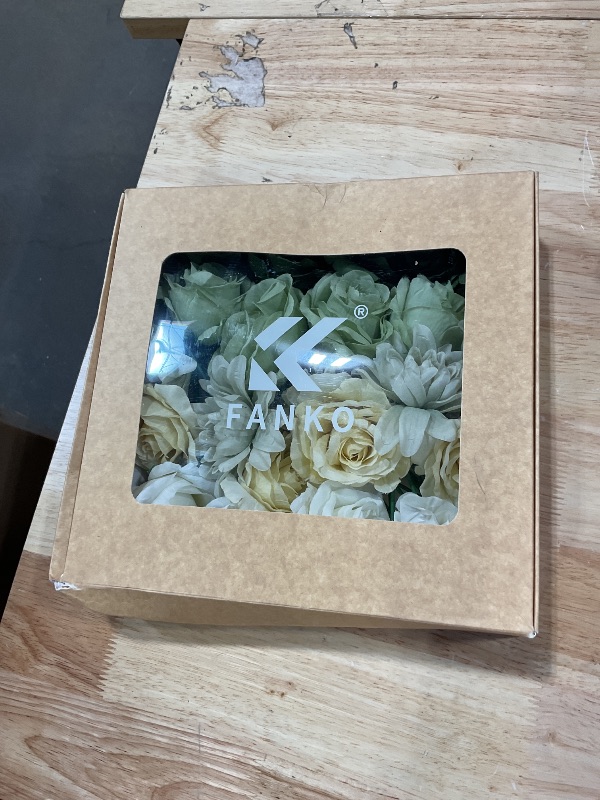 Photo 1 of ***HEAVILY USED/ MISSING 1 FLOWER*** FANKO Artificial Flowers for DIY, Green White Cream Faux Flowers Bouquet, Fake Rose Silk Flowers for Vase, Home Decor, Garlands, Greenery-Themed Wedding, Party, Housewarming