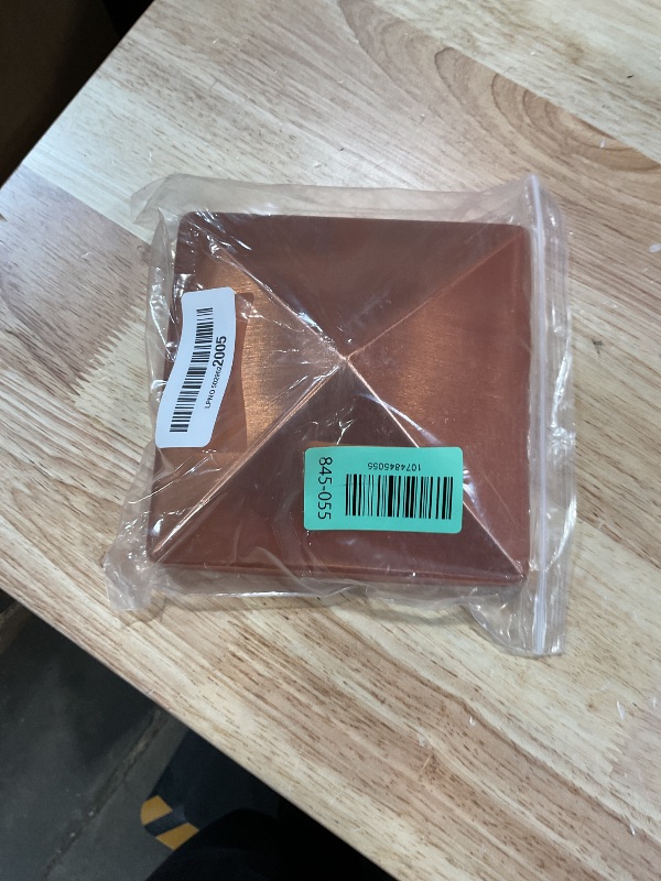 Photo 1 of ***PARTIAL SET/ ONLY 1 PC**** Blulu 2 Pcs 6''x6'' Solid Copper Post Caps, Pyramid Fence Caps for Metal Wood Cedar Corridors Mailbox Posts, Heavy Duty Outdoor Deck & Fence Covers, Fits True 5.5"x5.5"