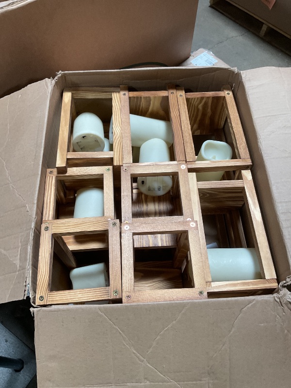 Photo 1 of 24 Pcs Wooden Candle Lantern Include 12 Wedding Lantern Centerpiece 12 Flameless Decorative Candles Holders Wedding Centerpieces for Tables Party Decor(Brown)