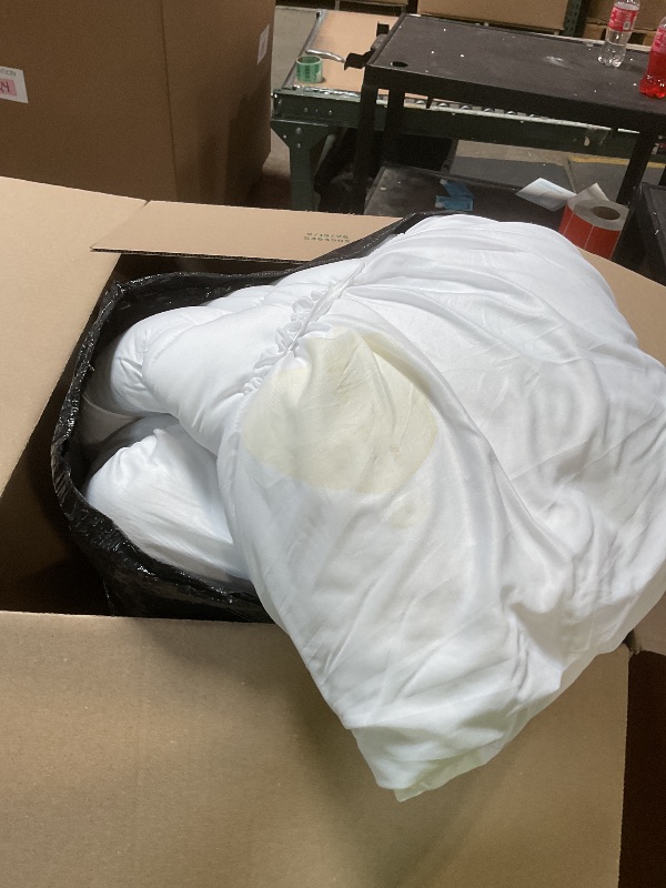 Photo 1 of **STAIN SEEN IN PHOTO**ELEMUSE King Mattress Topper for Back Pain, Extra Thick Mattress Pad Cover, Plush Soft Pillowtop with Elastic Deep Pocket, Overfilled Down Alternative Filling