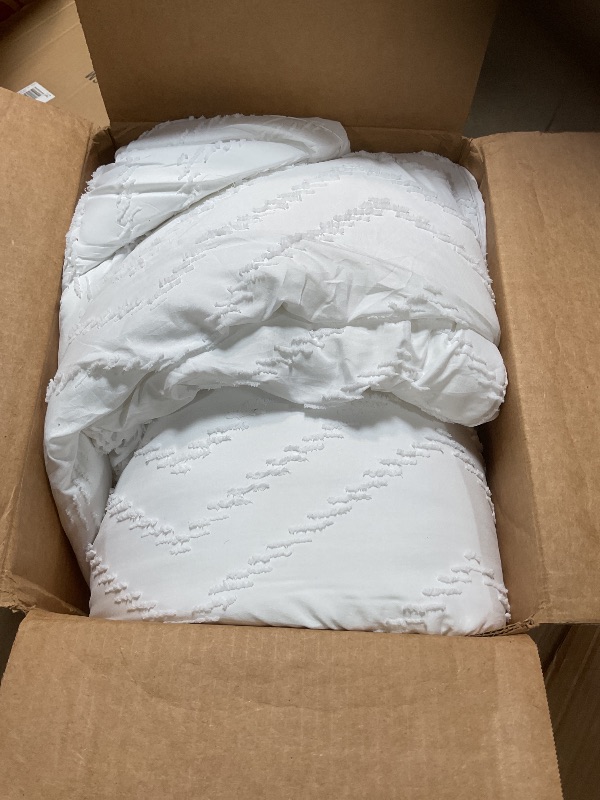 Photo 1 of **COMFORTER ONLY*** Andency White Oversized Super King Comforter Set 120x120, Extra Large King Size Comforter Oversize Boho Soft Warm Bedding Comforter Sets, 3 Pieces Aesthetic Chevron Textured Bedding Set