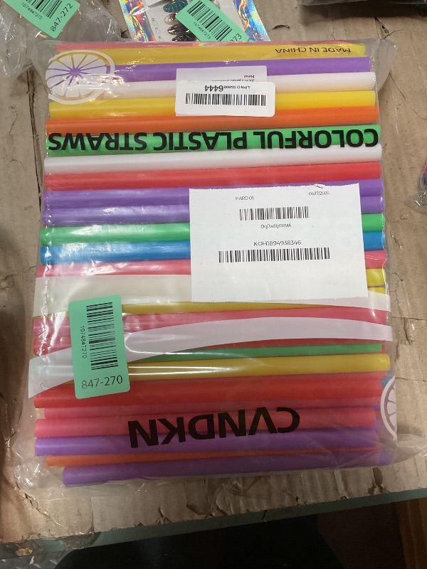 Photo 1 of 200 PCS Jumbo Smoothie Straws,Colorful Disposable Plastic Large Wide-mouthed Milkshake Straw (0.43" Diameter and 8.2" long) 8 colors mixed