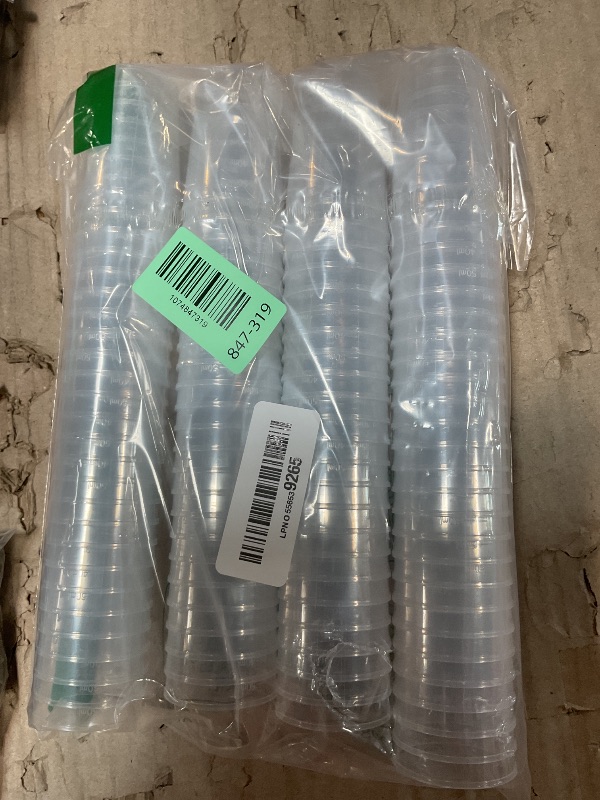 Photo 1 of 100pcs 50ML Plastic Graduated Measuring Beaker Set, Clear Liquid Measuring Mixing Cups for Epoxy Resin, Liquid Container Beakers for Resin Epoxy Paint Food, Lab Use, Raised Graduations, Tapered Spout