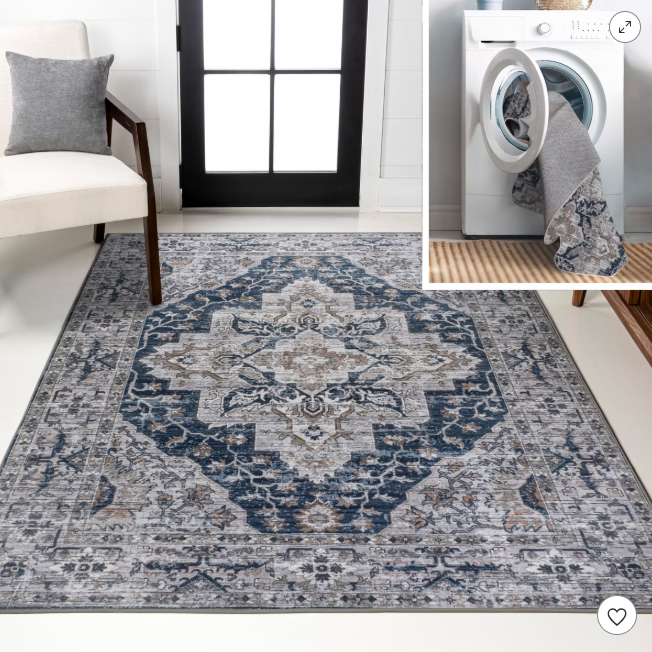 Photo 1 of **PHOTO FOR ITEM REFERENCE & COLOR MAY NOT BE EXACT*** JONATHAN Y Didim Boho Medallion Machine-Washable Navy/Light Gray 4 ft. x 6 ft. Area Rug, Soft, Velvety Texture, Lightweight