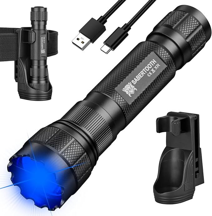 Photo 1 of ***MISSING BATTERY & HOLSTER*** SABERTOOTH Police Tactical Flashlights 1800 High Lumen with Holster for Duty Belt,LED Flashlights for Camping Emergencies