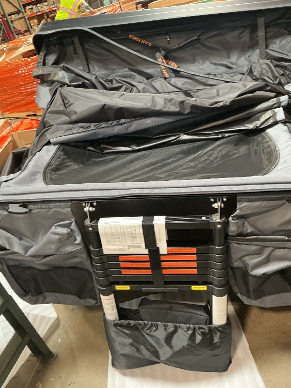 Photo 1 of **RUBBER PIECE ON THE BASE THAT TOUCHES CAR TOP IS SLIGHLTY DAMAGED** Sanhima Rooftop Tent Hard Shell - Jervis Overland Aluminium ABS Roof Top Tent w/Stargaze Window & LED Strip Light, Spacious Interior Space 83"x61"x41" for Car SUV Truck Camping (Gray)