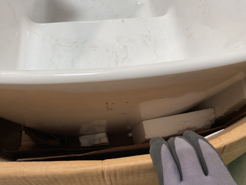 Photo 1 of **scrapes/dirt**
49" Acrylic Freestanding Bathtub - Japanese Square Soaking Tub with Built-in Seat & Toe-Tap Drain, Glossy White Finish, CUPC Certified